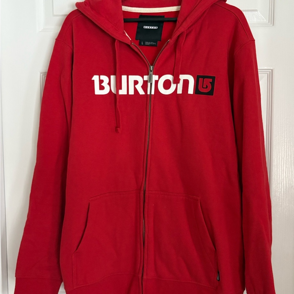 Burton Men’s Sz LG Red Full Zip Hoodie with Logo VGUC